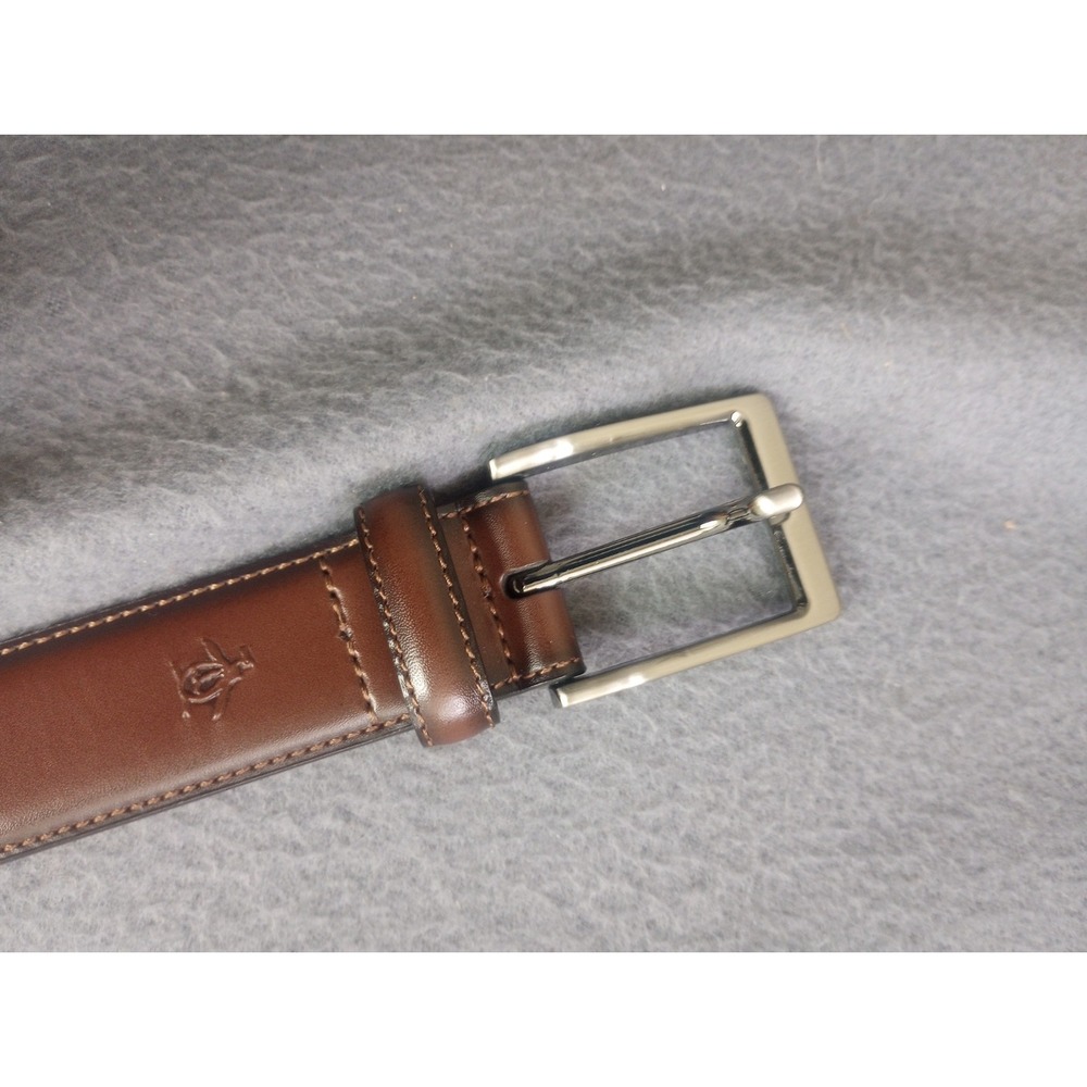 Original Penguin Men's Brown Bonded Leather Belt Size 36 Silver Tone Buckle